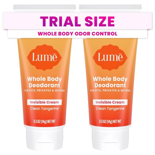 Lume Whole Body Deodorant - Mini Travel Size Invisible Cream Tube - Trial Size - 72 Hour Odor Control